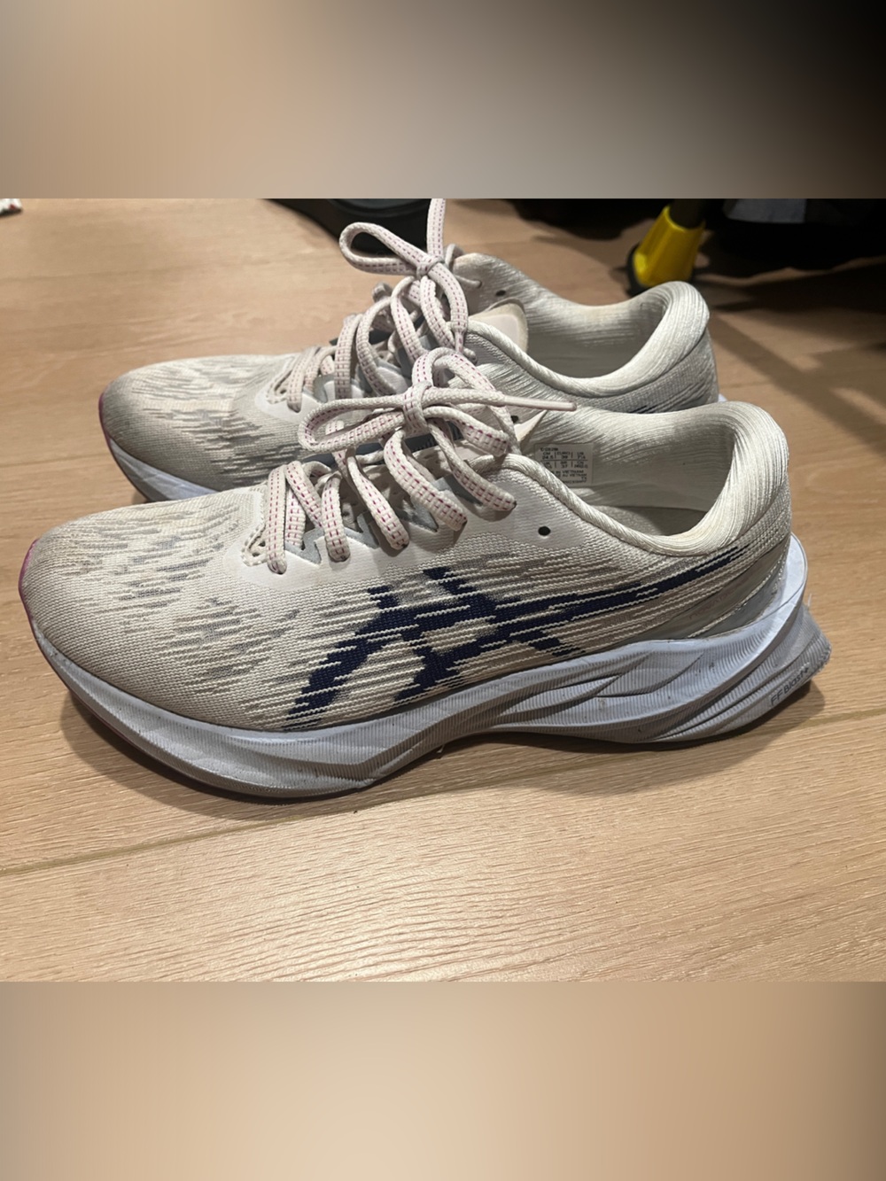 Asics Women's Beige and Navy Running Sneakers